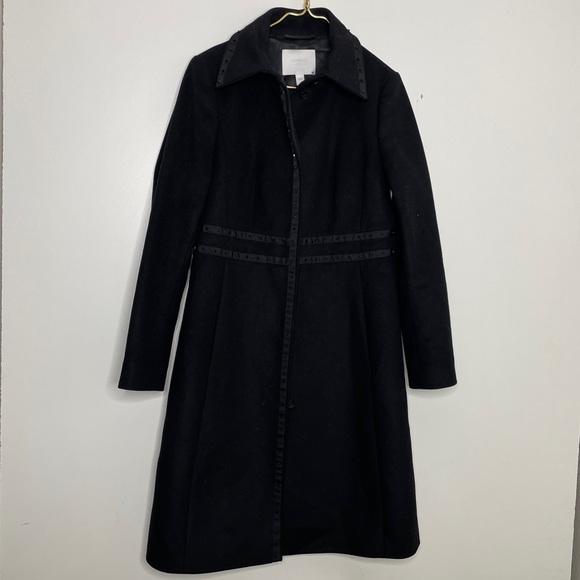 Boss Womens Wool Coat Black Studded Size 10 - Picture 3 of 9